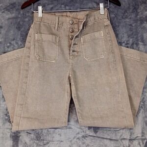 American Eagle Jeans Womens 0 Gray Wide Leg Crop Button Fly Patch Pockets